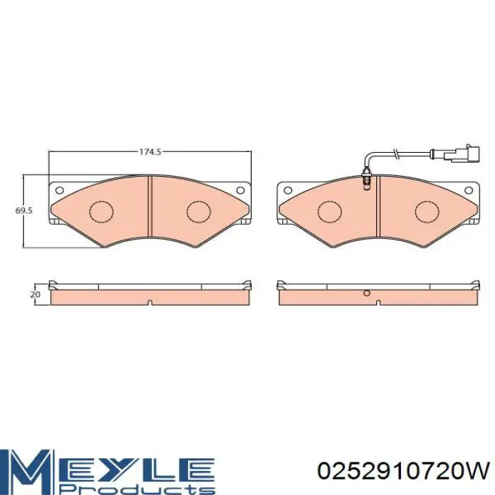 Купити 0252910720W Meyle Колодки гальмівні передні, дискові