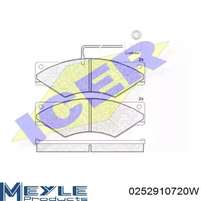 Передні тормозні колодки 0252910720W Meyle