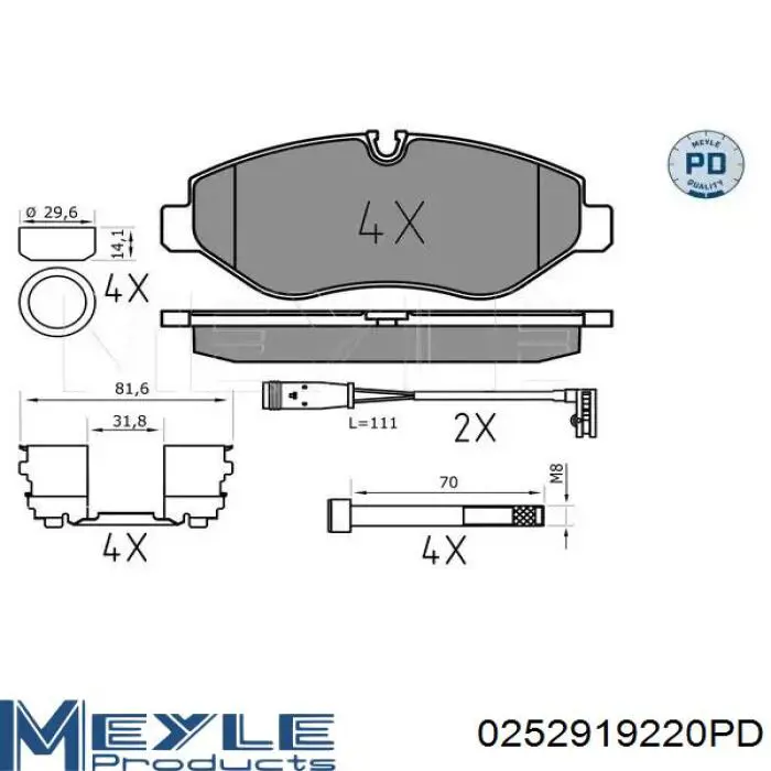 Гальмівні колодки Meyle 0252919220PD ціна, від 43.59 USD
