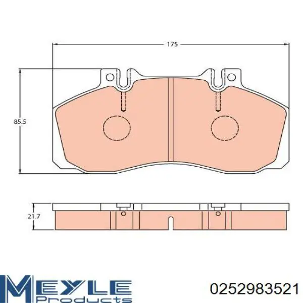 Задні гальмівні колодки 0252983521 Meyle