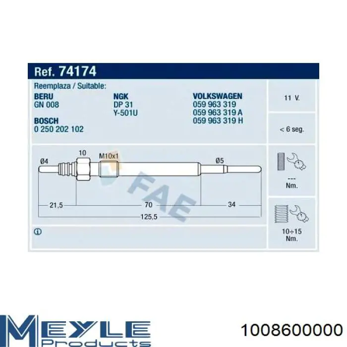 Купити 22439AA020 Subaru Свічка накалу