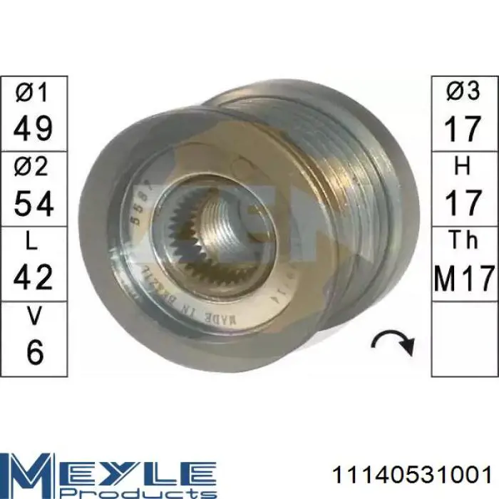 Шків генератора 11140531001 Meyle