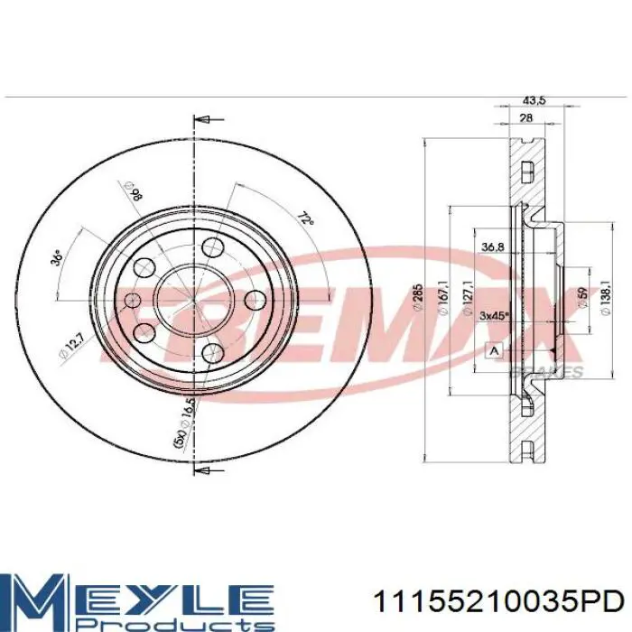 Купити 11155210035PD Meyle Ротор гальмівний