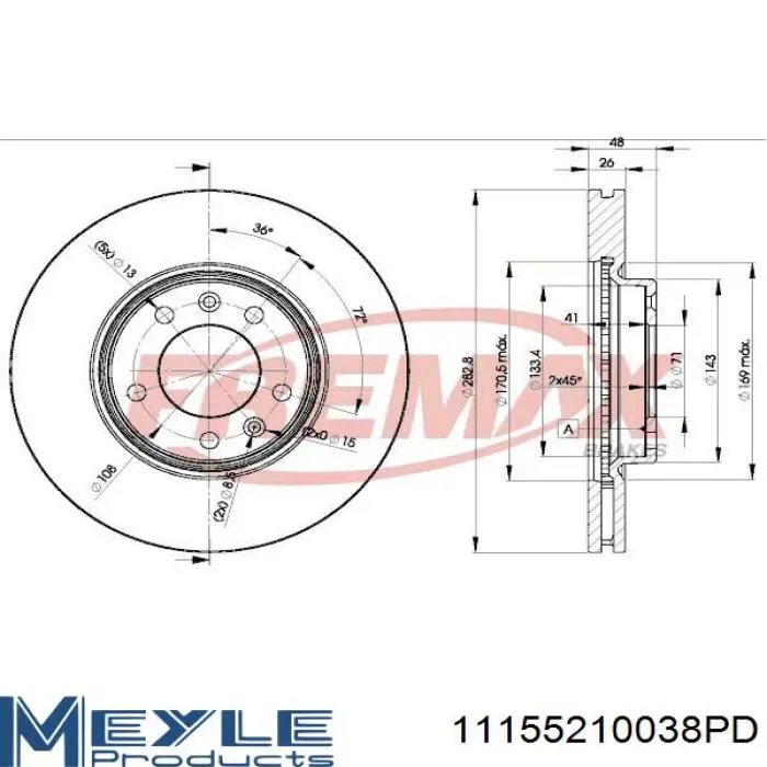 Диск гальмівний передній Brembo 9830311