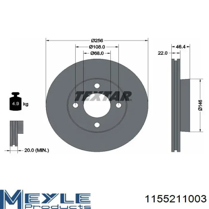1155211003 Meyle диск гальмівний передній