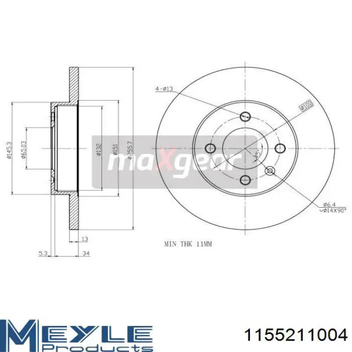 Диск переднього гальма Meyle 1155211004 ціна, від 23.52 USD