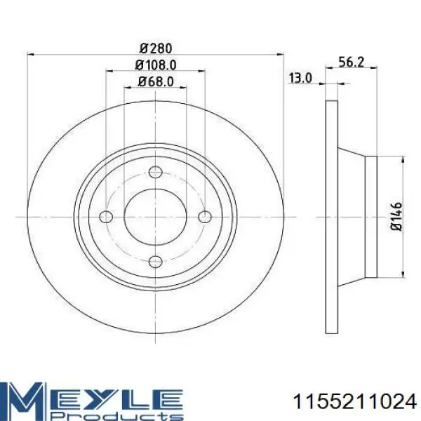 Гальмівні диски передні 1155211024 Meyle