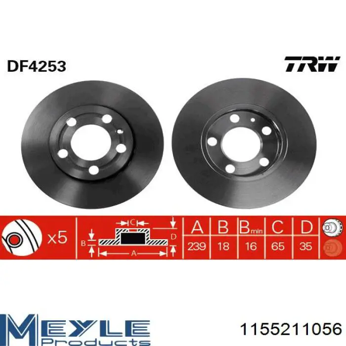 1155211056 Meyle диск гальмівний передній