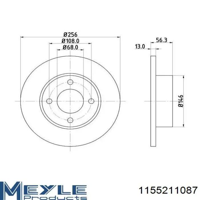 1155211087 Meyle диск гальмівний передній
