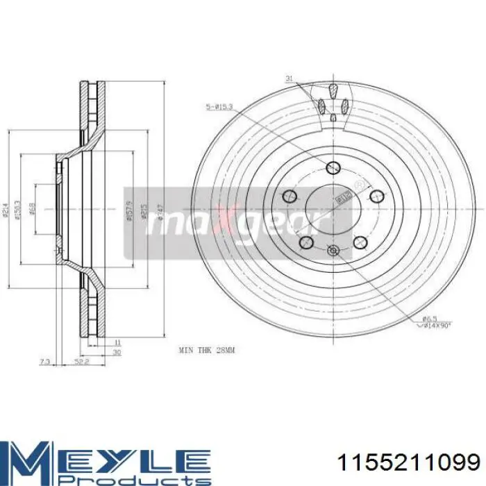 Диск гальмівний передній Jurid/Bendix 562506JC1