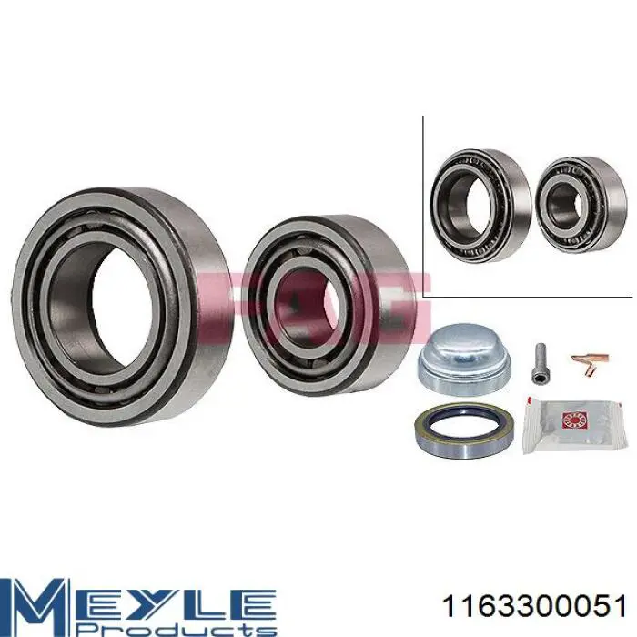 Комплект підшипник маточини передньої Meyle 1163300051 ціна, від 12.67 USD