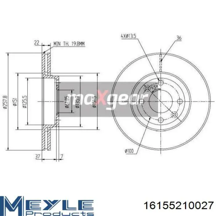 Диск переднього гальма Denckermann B130780 ціна, від 36.19 USD