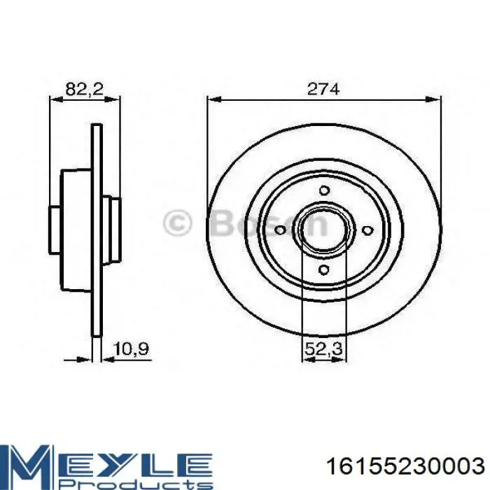 Купити 16155230003 Meyle Диск заднього гальма