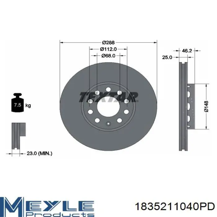 Купити 1835211040PD Meyle Ротор гальмівний
