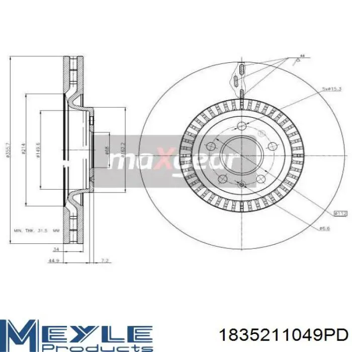 Диск переднього гальма R1 Concepts 83073064 ціна, від 111.74 USD