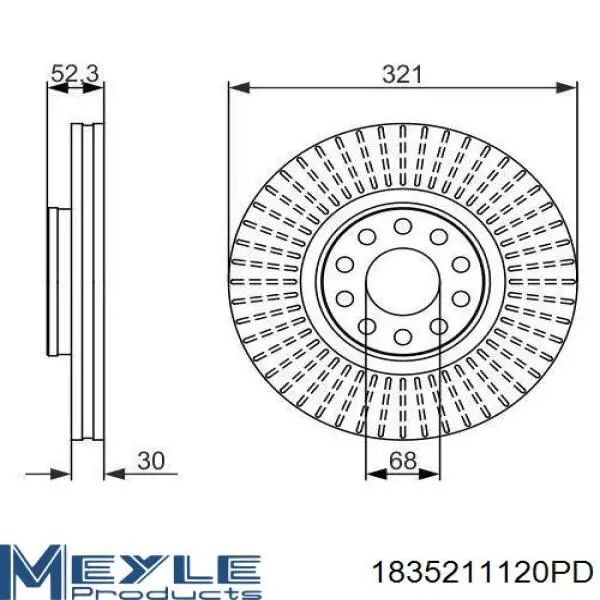 Диск гальмівний передній Meyle 1835211120PD