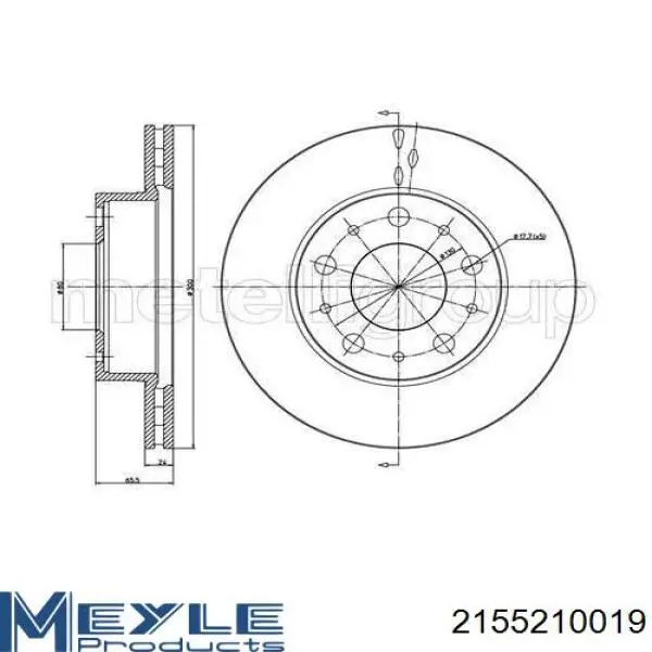 Диск гальмівний передній 2155210019 Meyle