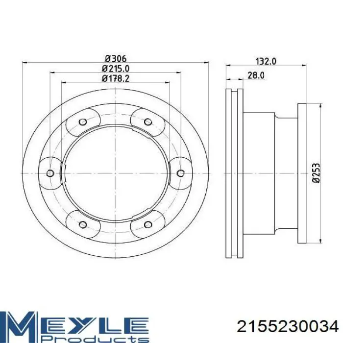 Купити 2155230034 Meyle Диск заднього гальма