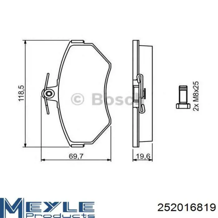 Передні тормозні колодки 252016819 Meyle