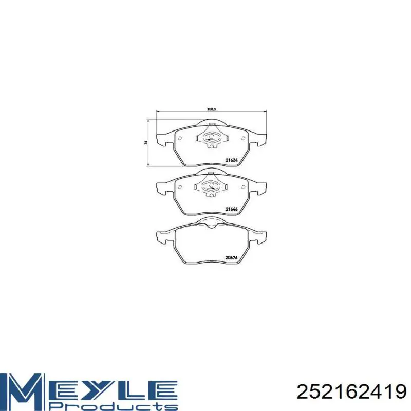 Передні тормозні колодки 252162419 Meyle