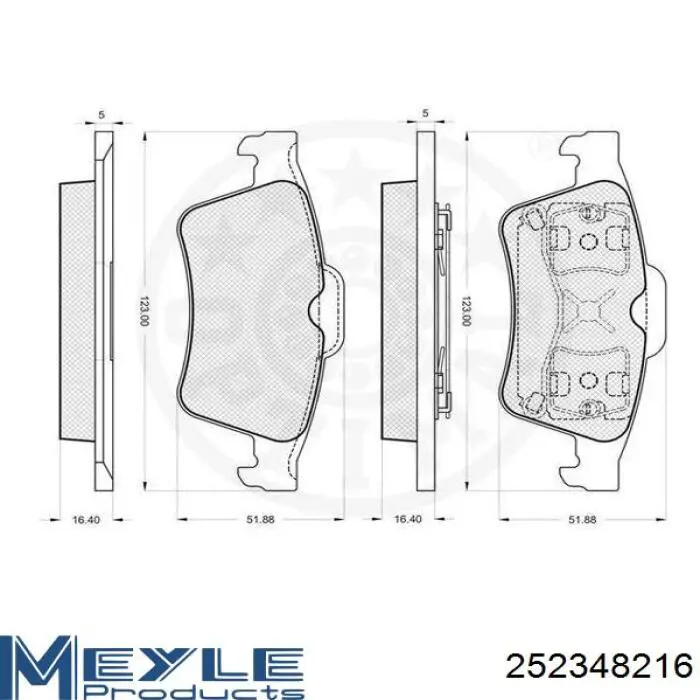 252348216 Meyle Колодки гальмівні задні, дискові