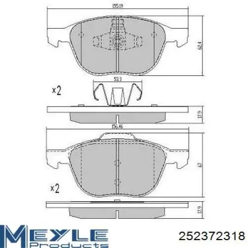 Колодки гальмівні передні, дискові 252372318 Meyle