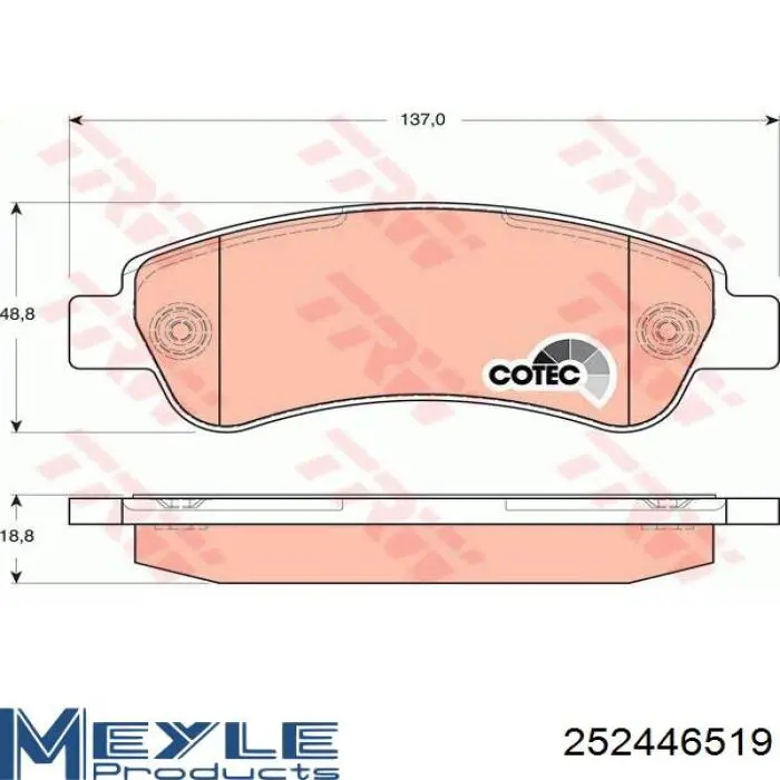 Задні гальмівні колодки Meyle 252446519 ціна, від 17.44 USD