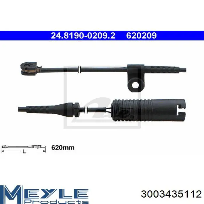 Датчик зносу гальмівних колодок, задній Meyle 3003435112 ціна, від 6.33 USD