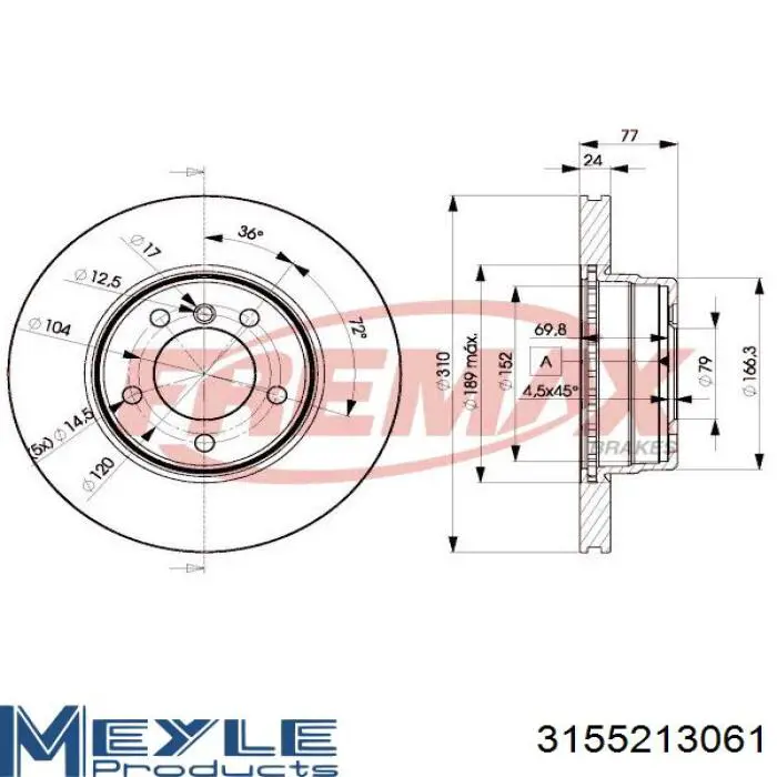 Диск гальмівний передній Kamoka 1031126