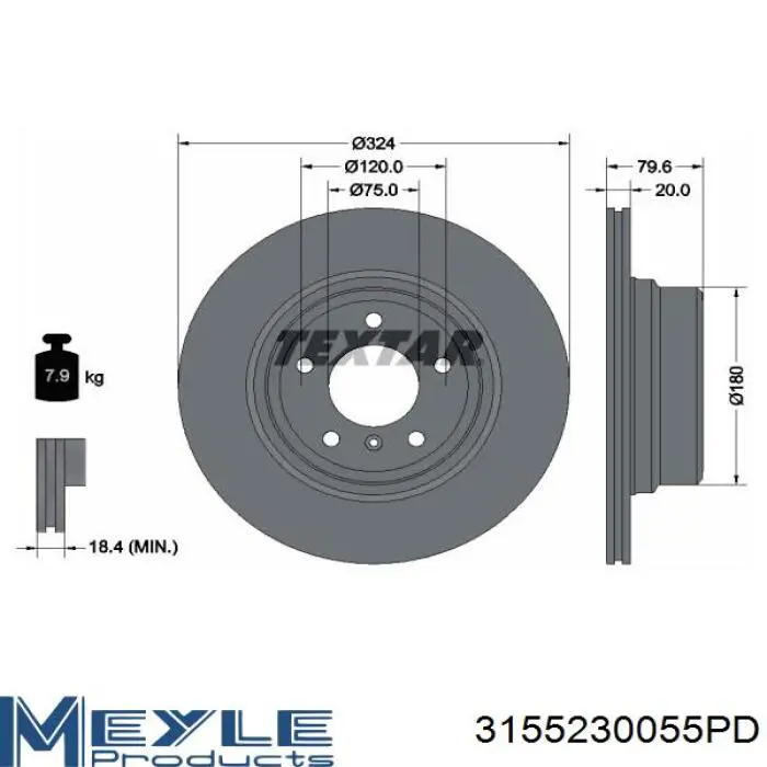 Задні дискові гальма Meyle 3155230055PD ціна, від 46.17 USD