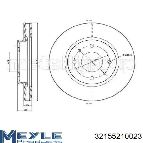 Гальмівні диски передні 32155210023 Meyle