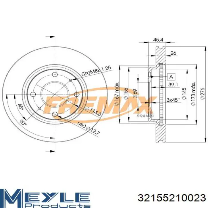 Диск гальмівний передній Meyle 32155210023