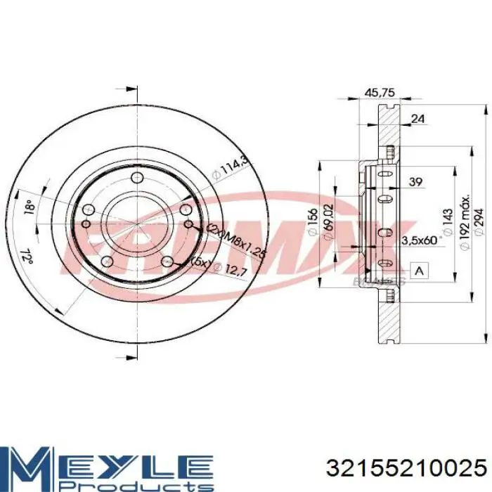Диск переднього гальма Meyle 32155210025 ціна, від 44.14 USD
