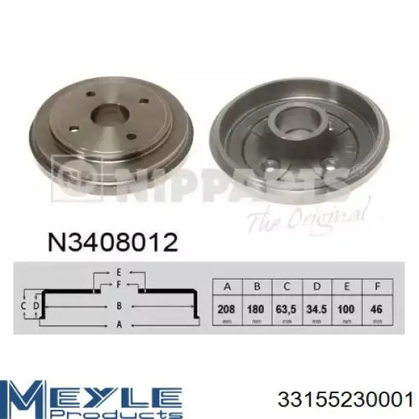 33155230001 Meyle Барабан гальмівний задній