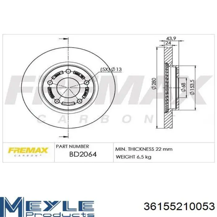 Купити 36155210053 Meyle Ротор гальмівний