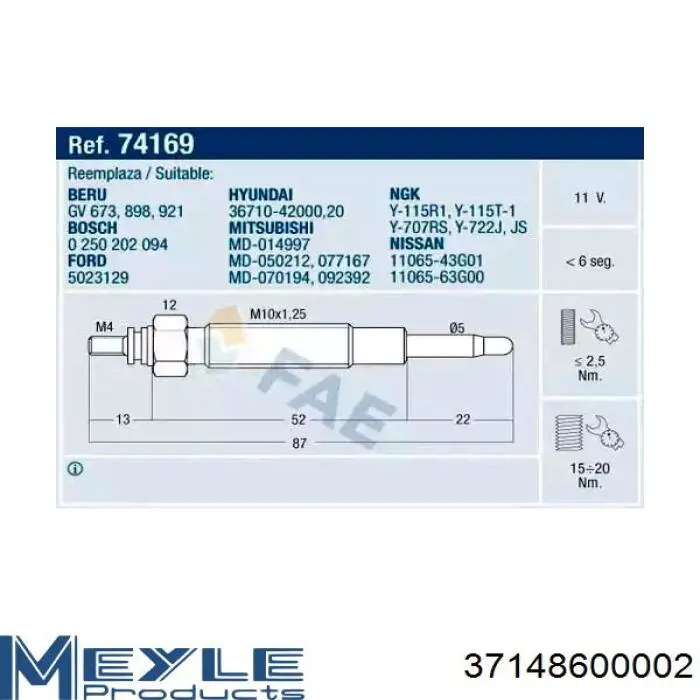 Купити MD070194 Mitsubishi Свічка накалу