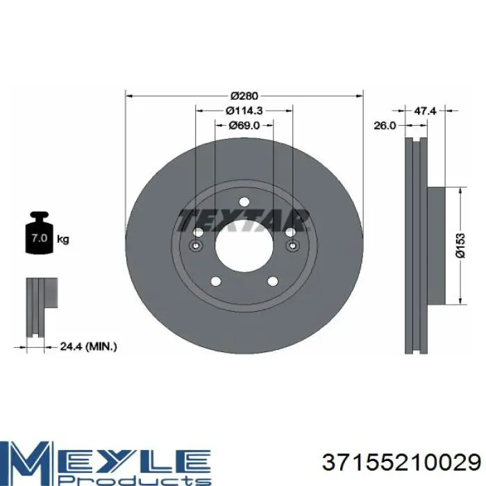 Гальмівні диски передні 37155210029 Meyle
