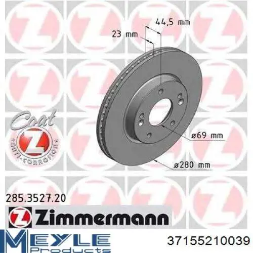 Диск переднього гальма Hyundai/Kia 517123Y000 ціна, від 29.14 USD