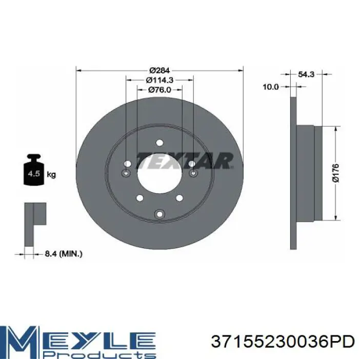 Задні дискові гальма Meyle 37155230036PD ціна, від 30.64 USD
