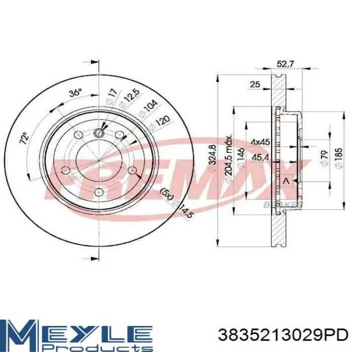 Диск переднього гальма Brembo 9895211 ціна, від 60.46 USD