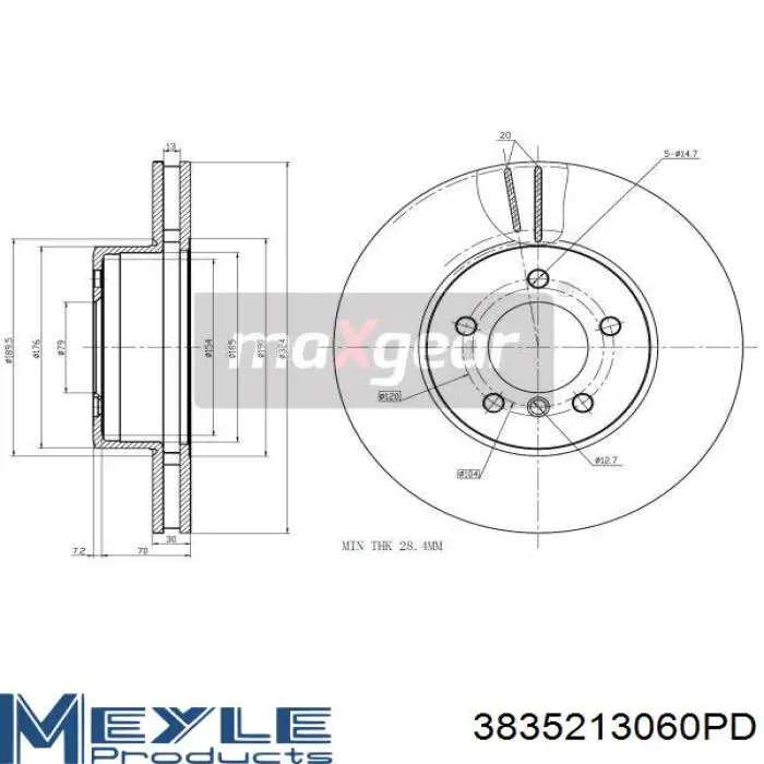 Диск переднього гальма Meyle 3835213060PD ціна, від 73.73 USD