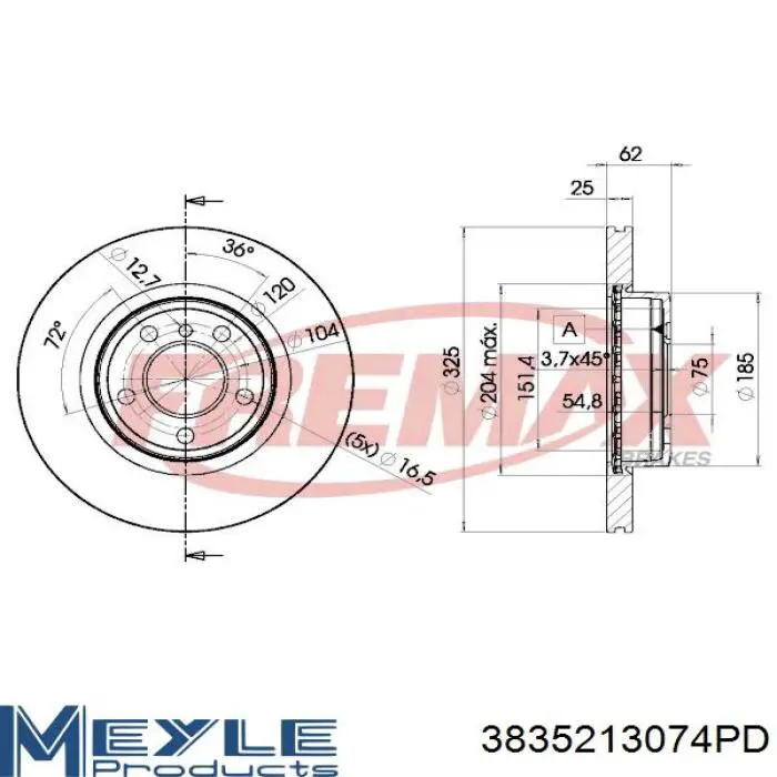 Купити 3835213074PD Meyle Ротор гальмівний