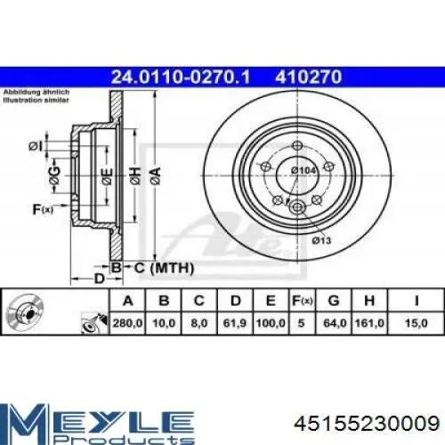 Купити 230644 Metelli Диск заднього гальма