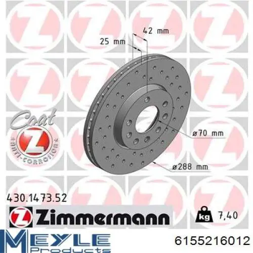Диск переднього гальма Hans Pries (Topran) 205521 ціна, від 43.63 USD