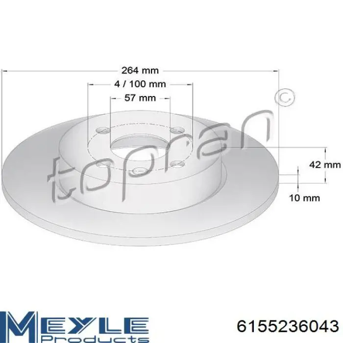Задні дискові гальма Meyle 6155236043 ціна, від 24.51 USD