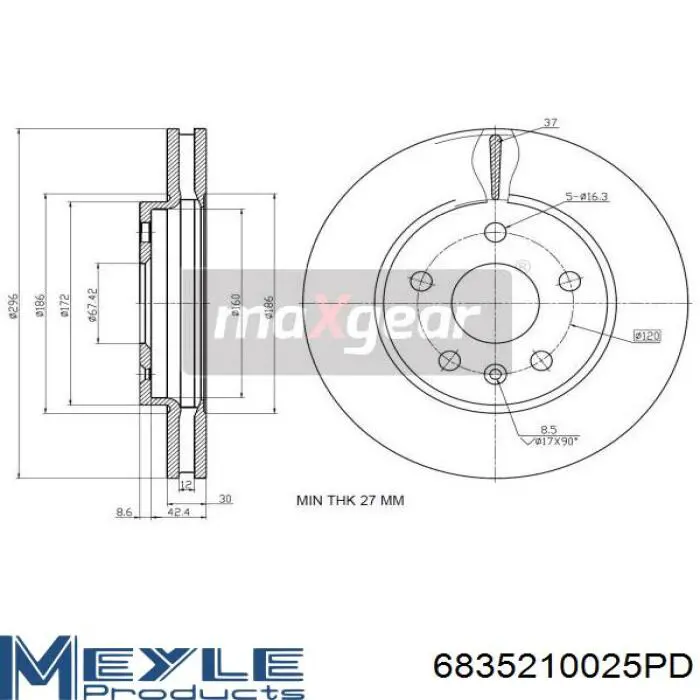 Диск переднього гальма Rider RD3325DF4995S ціна, від 36.72 USD