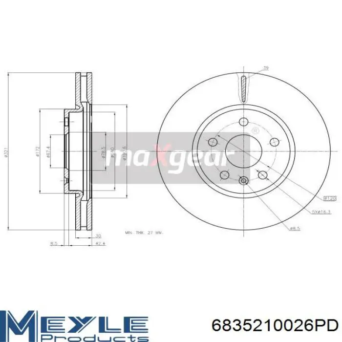 Диск переднього гальма General Motors 1771075 ціна, від 63.44 USD