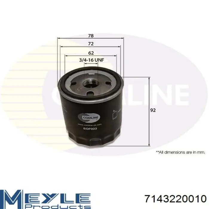Купити 7143220010 Meyle Фільтр очищення масла відцентровий