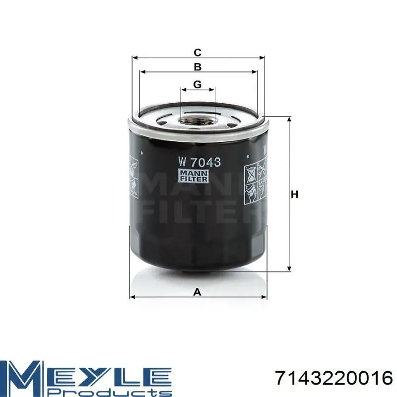 Масляний фільтр двигуна Meyle 7143220016 ціна, від 8.93 USD