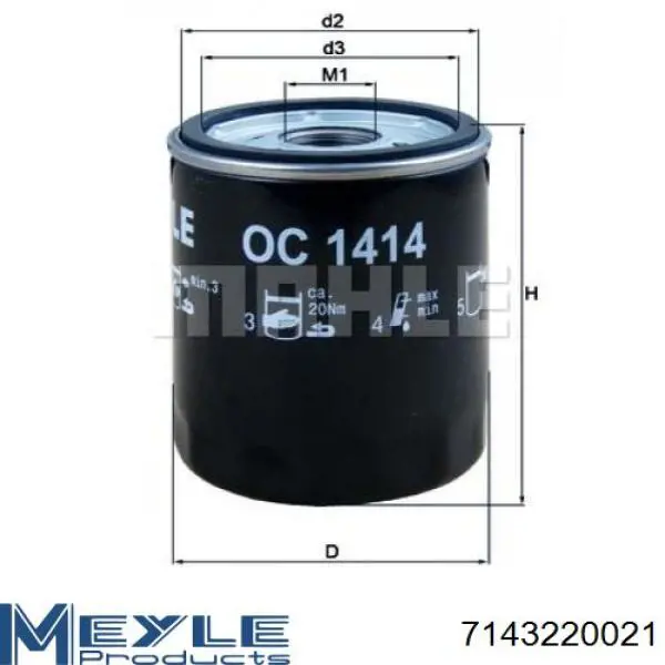 Масляний фільтр двигуна Meyle 7143220021 ціна, від 7.15 USD
